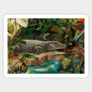 Alligator art. Birthday gift Sticker